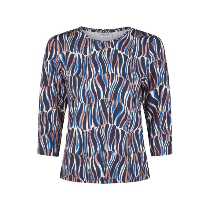 Barbara Lebek shirt Marine Bruin Ecru print